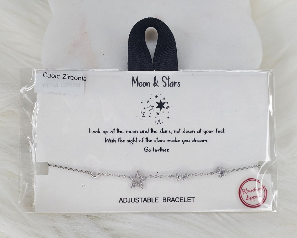 Moon and Stars Cubic Zirconia adjustable bracelet  Ivy and Pearl Boutique