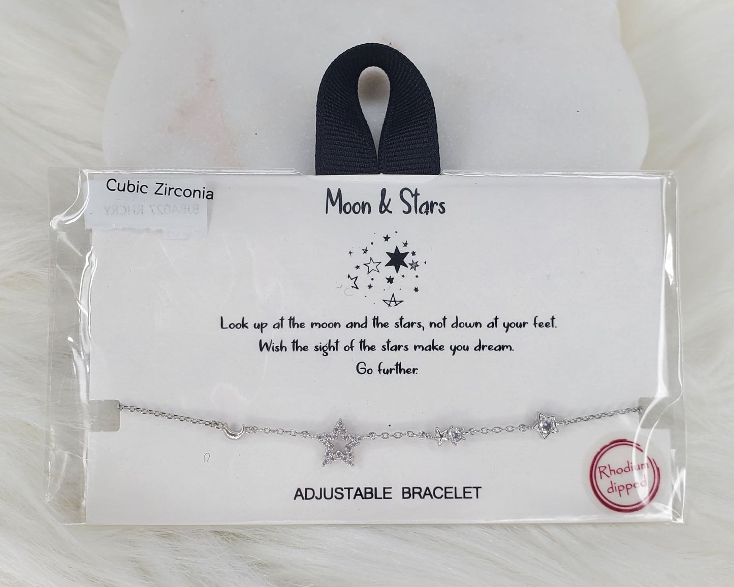 Moon and Stars Cubic Zirconia adjustable bracelet  Ivy and Pearl Boutique