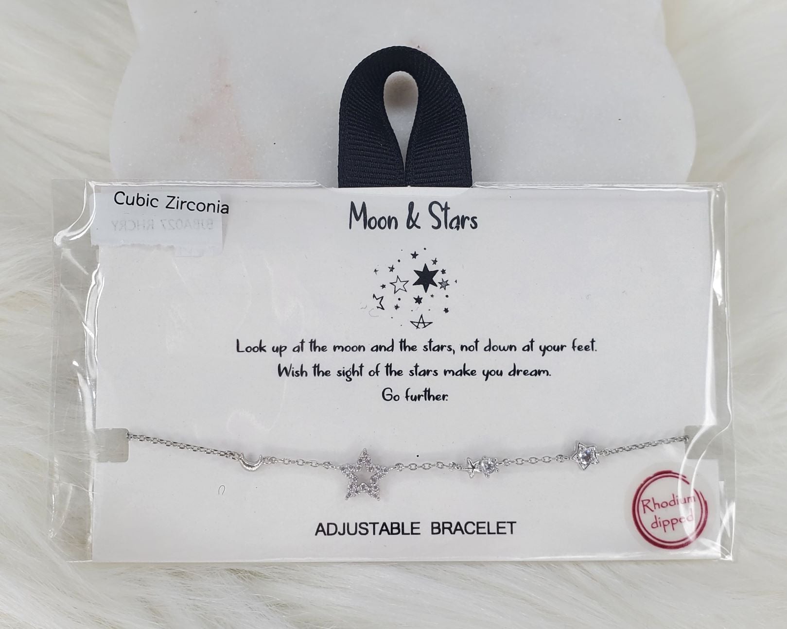 Moon and Stars Cubic Zirconia adjustable bracelet  Ivy and Pearl Boutique