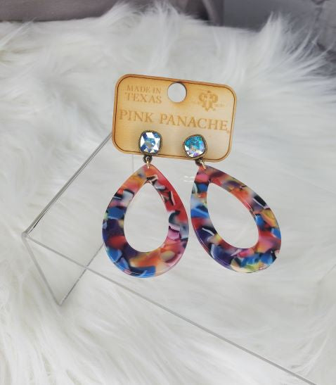 Multi-color acrylic with stone teardrop earrings  Ivy and Pearl Boutique