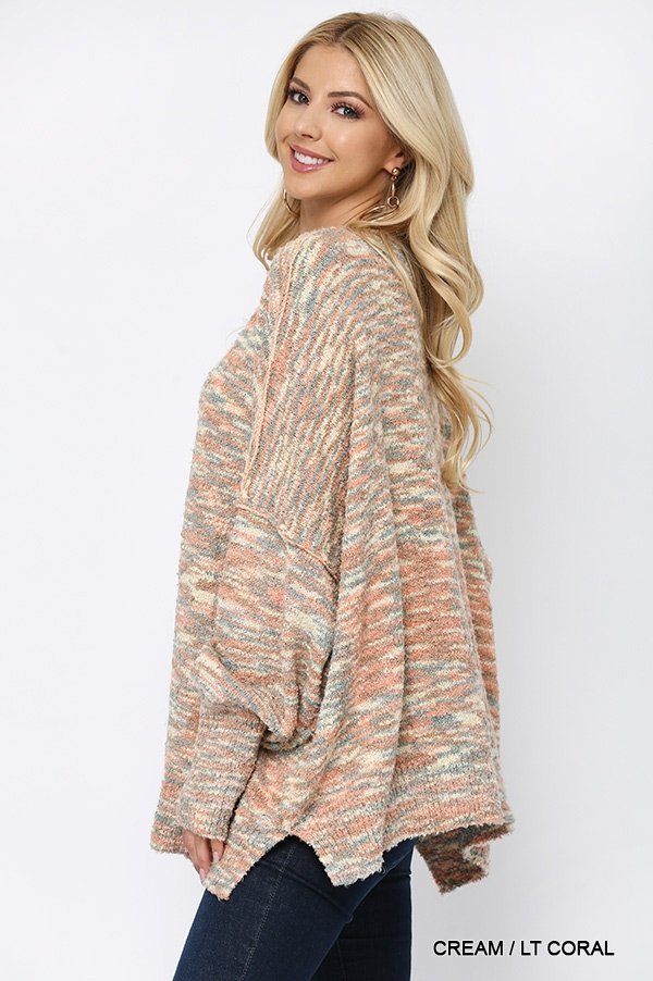 Multi Color and Loose Fit Round Neck Sweater Ivy and Pearl Boutique