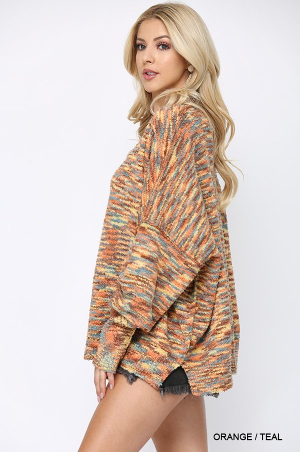Multi Color and Loose Fit Round Neck Sweater Ivy and Pearl Boutique