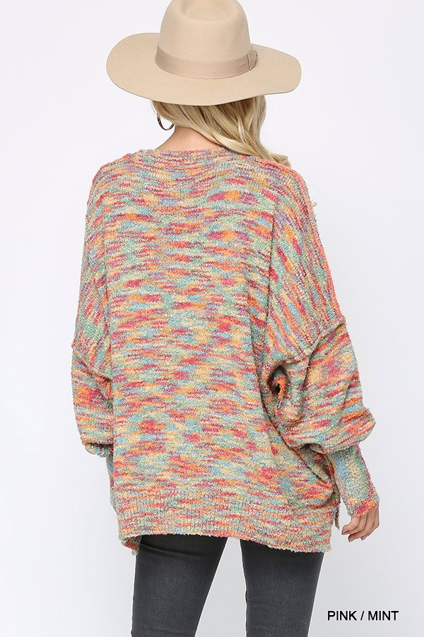Multi Color and Loose Fit Round Neck Sweater Ivy and Pearl Boutique