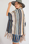 Been a while multi-color Knitted Poncho Sweater  Ivy and Pearl Boutique