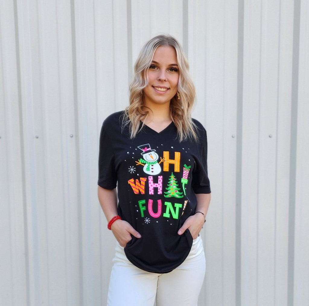Oh What Fun Christmas T-Shirt  Ivy and Pearl Boutique XL