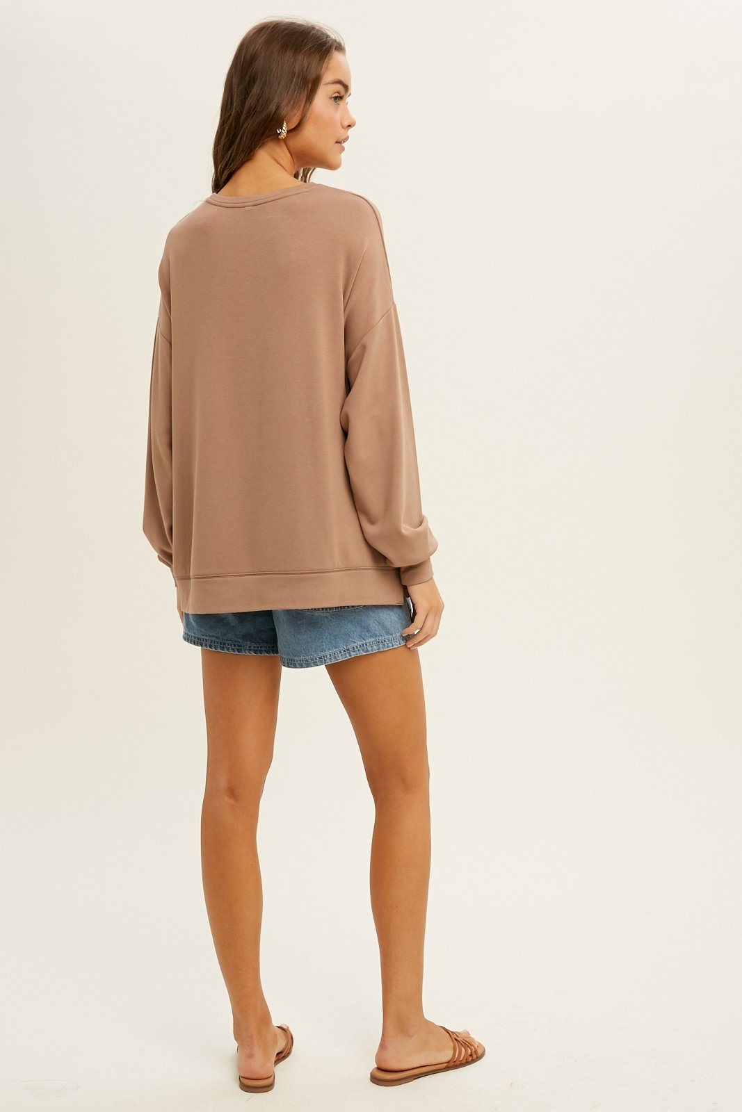Oversized French Terry sweatshirt with side slits Ivy and Pearl Boutique