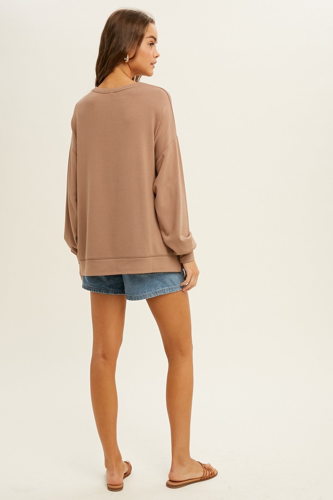 Oversized French Terry sweatshirt with side slits  Ivy and Pearl Boutique   