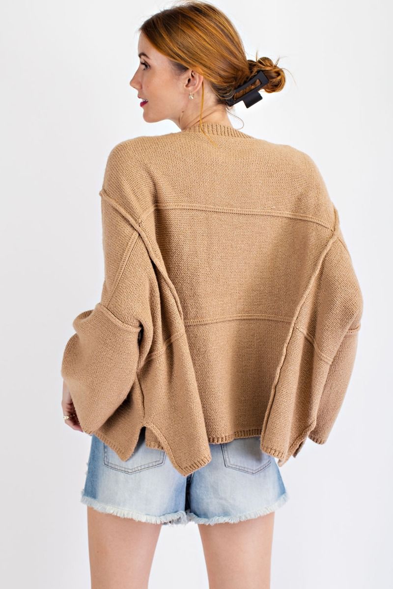 Oversized wide sleeve sweater with rounded neckline Ivy and Pearl Boutique