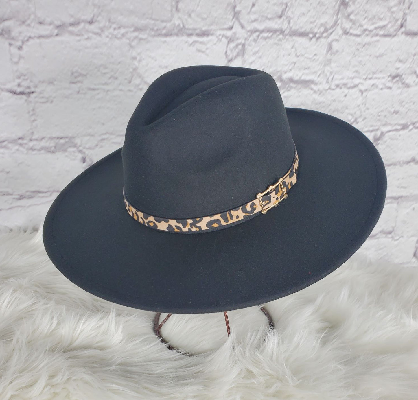 Panama with leopard band hat Ivy and Pearl Boutique