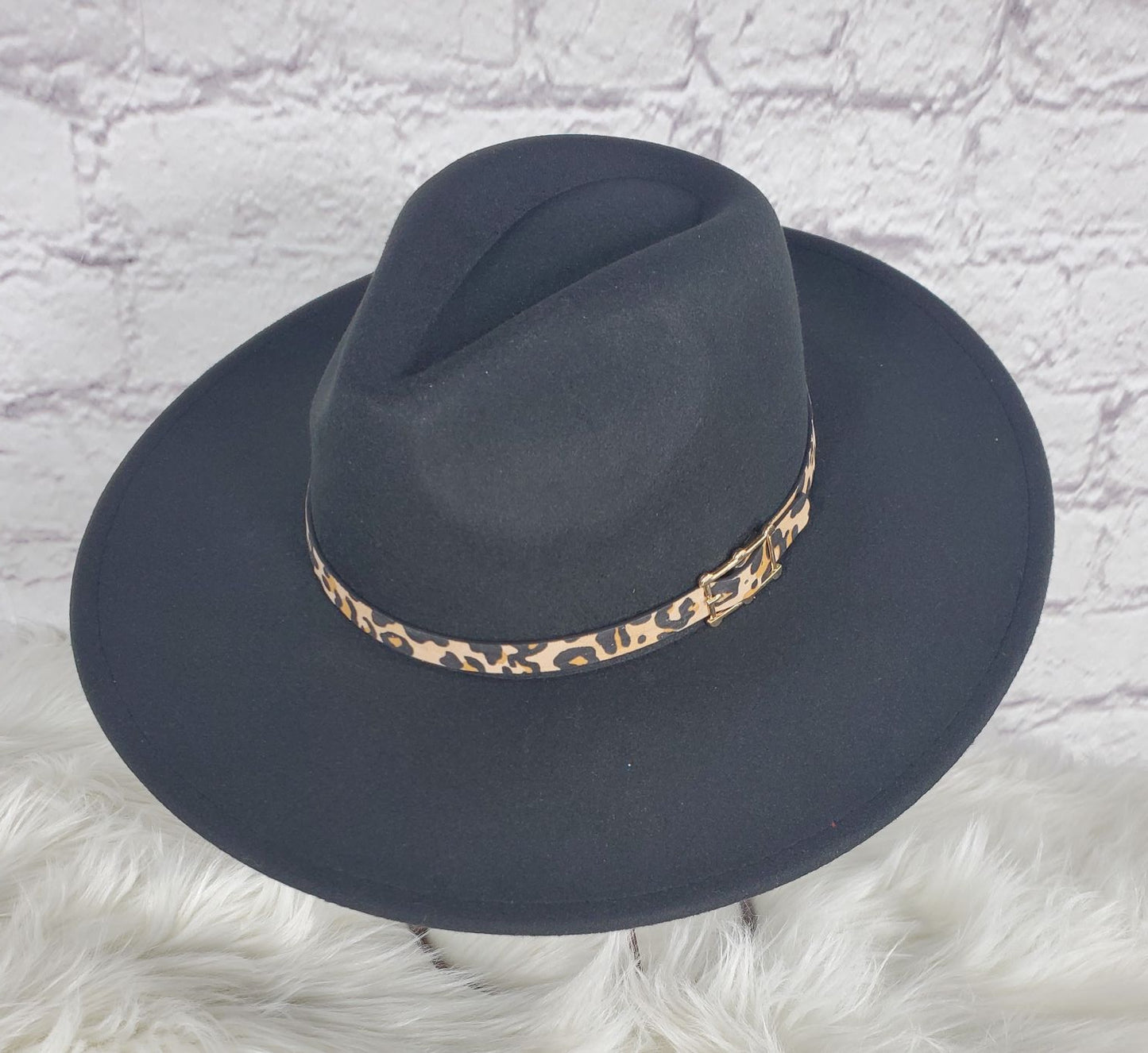 Panama with leopard band hat Ivy and Pearl Boutique