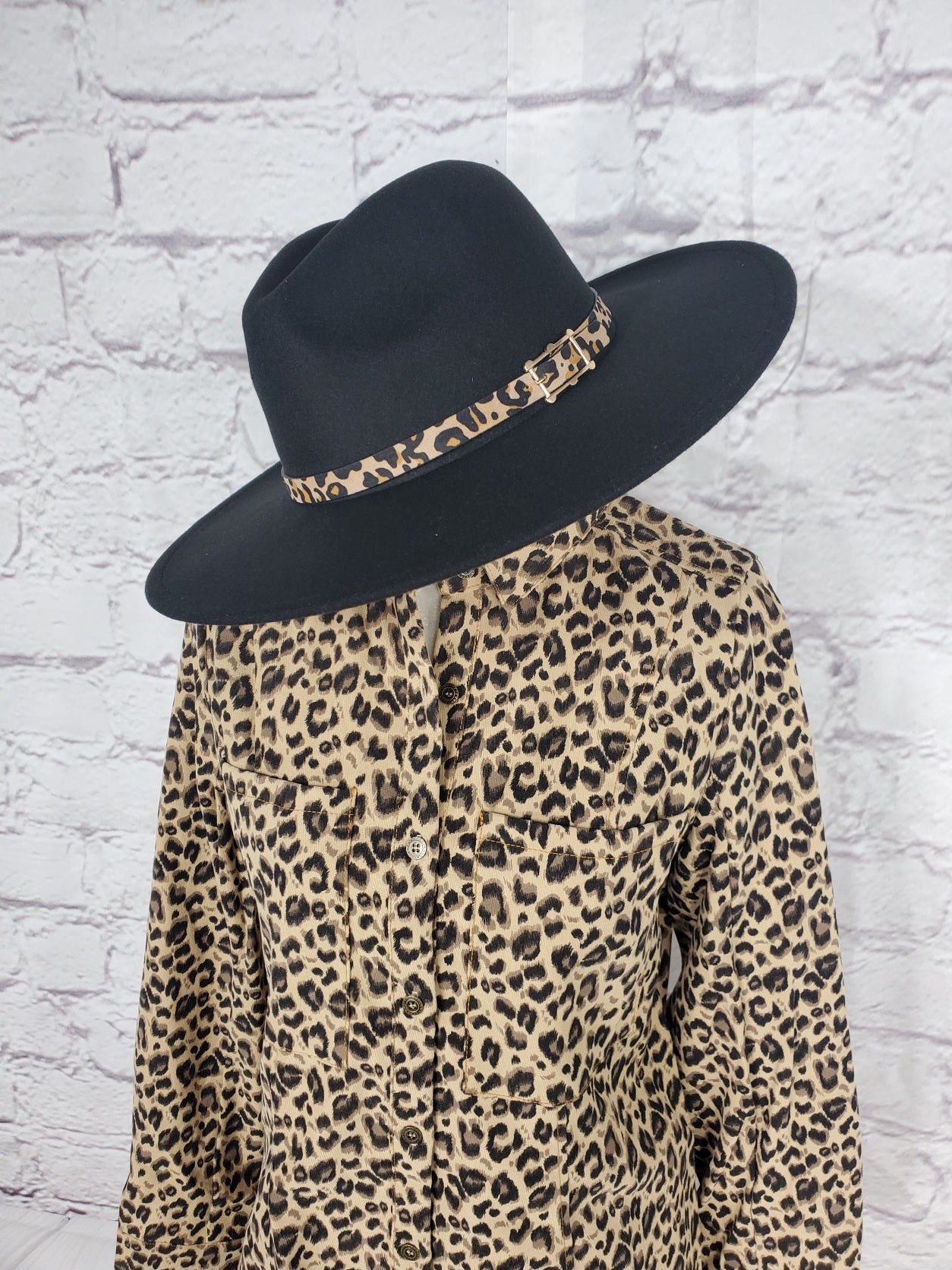Panama with leopard band hat Ivy and Pearl Boutique