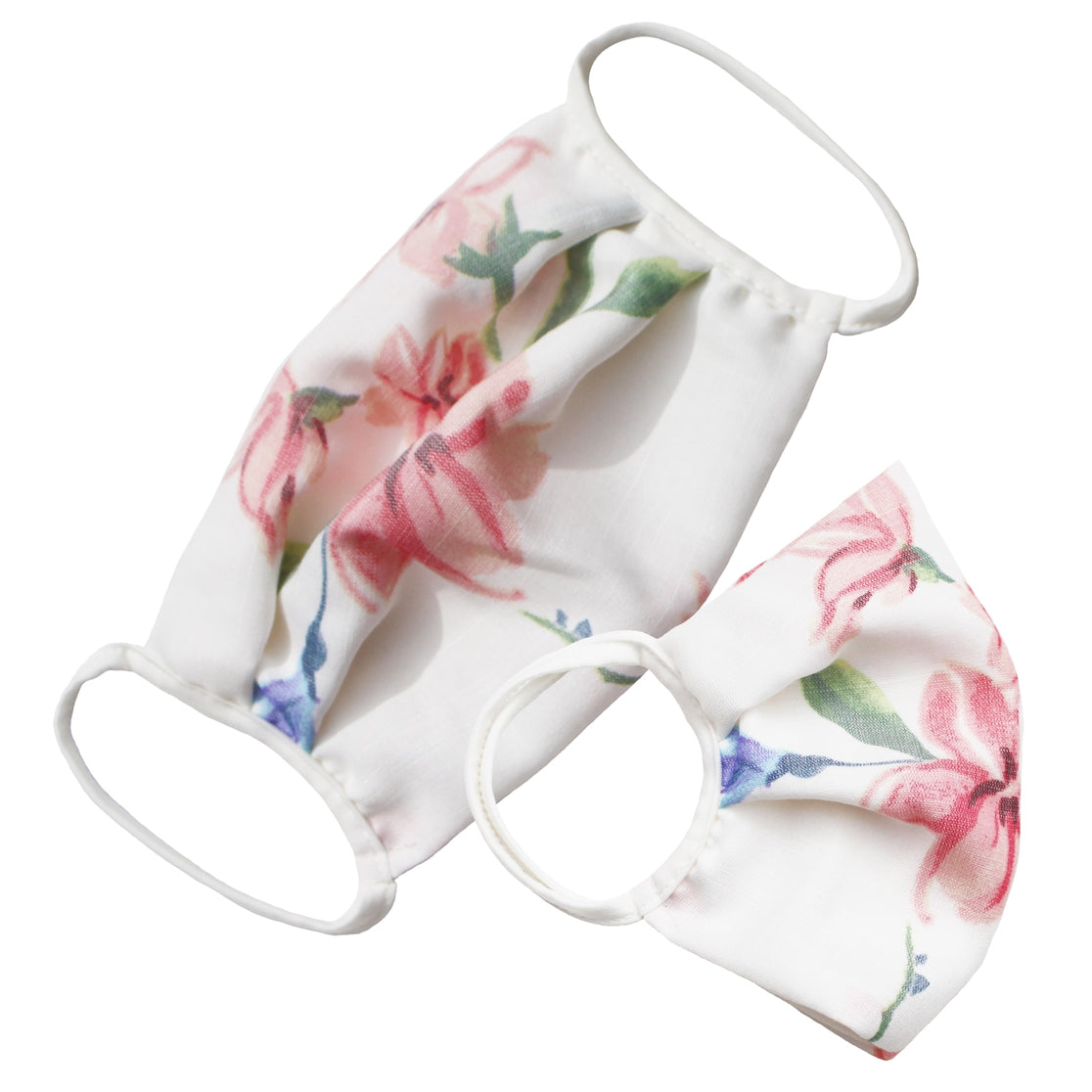 Lovely form-fitting pastel flowers face mask (floral on white) Ivy and Pearl Boutique
