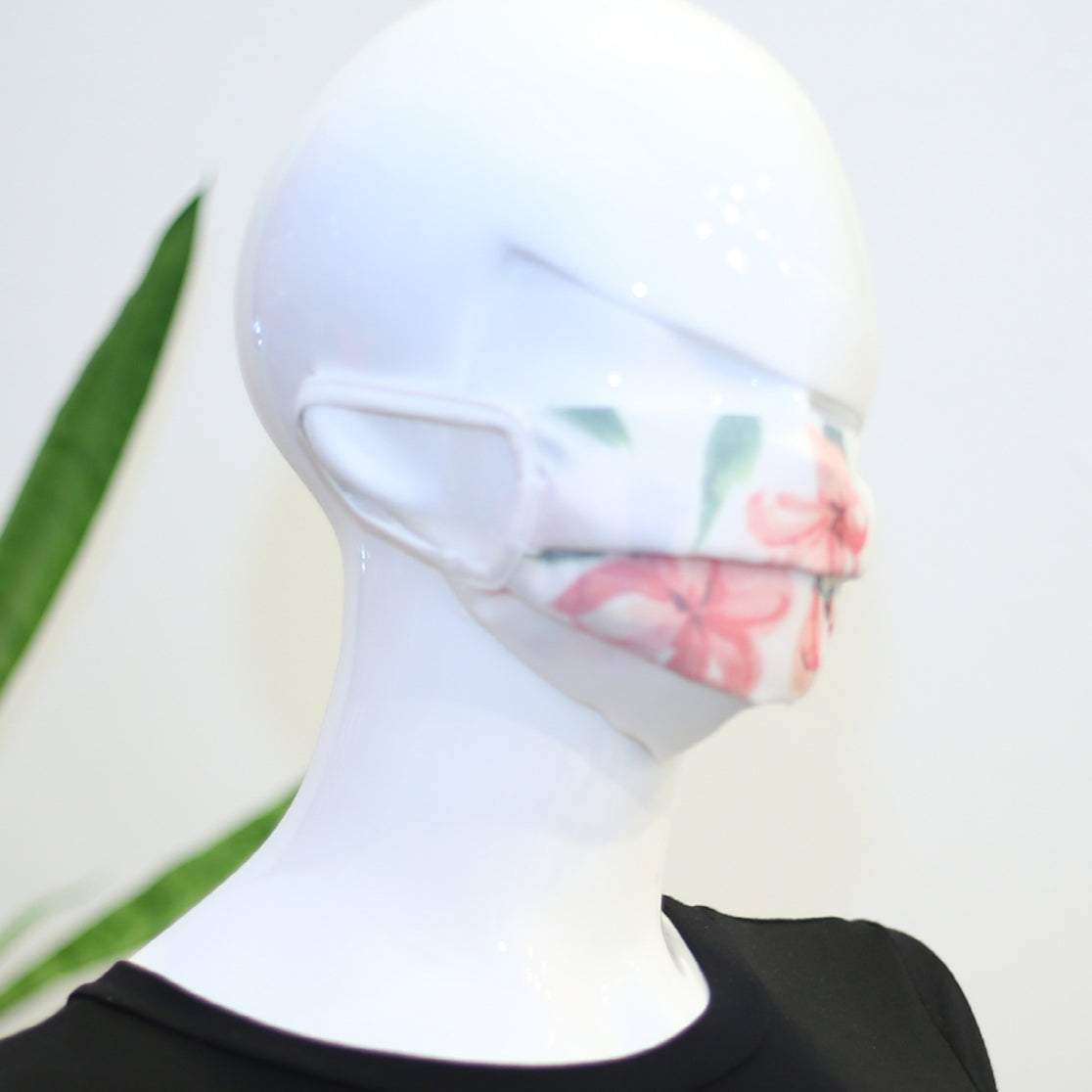 Lovely form-fitting pastel flowers face mask (floral on white) Ivy and Pearl Boutique
