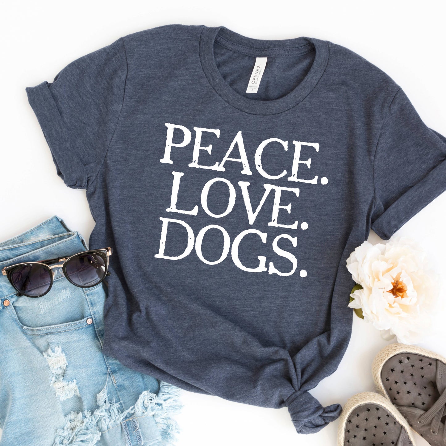 Peace Love Dogs T-shirt Ivy and Pearl Boutique Dark gray M