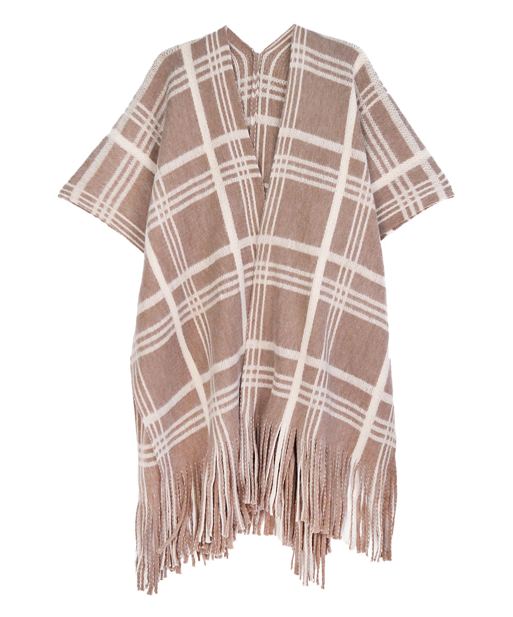 Plaid fringe-hem kimono Ivy and Pearl Boutique