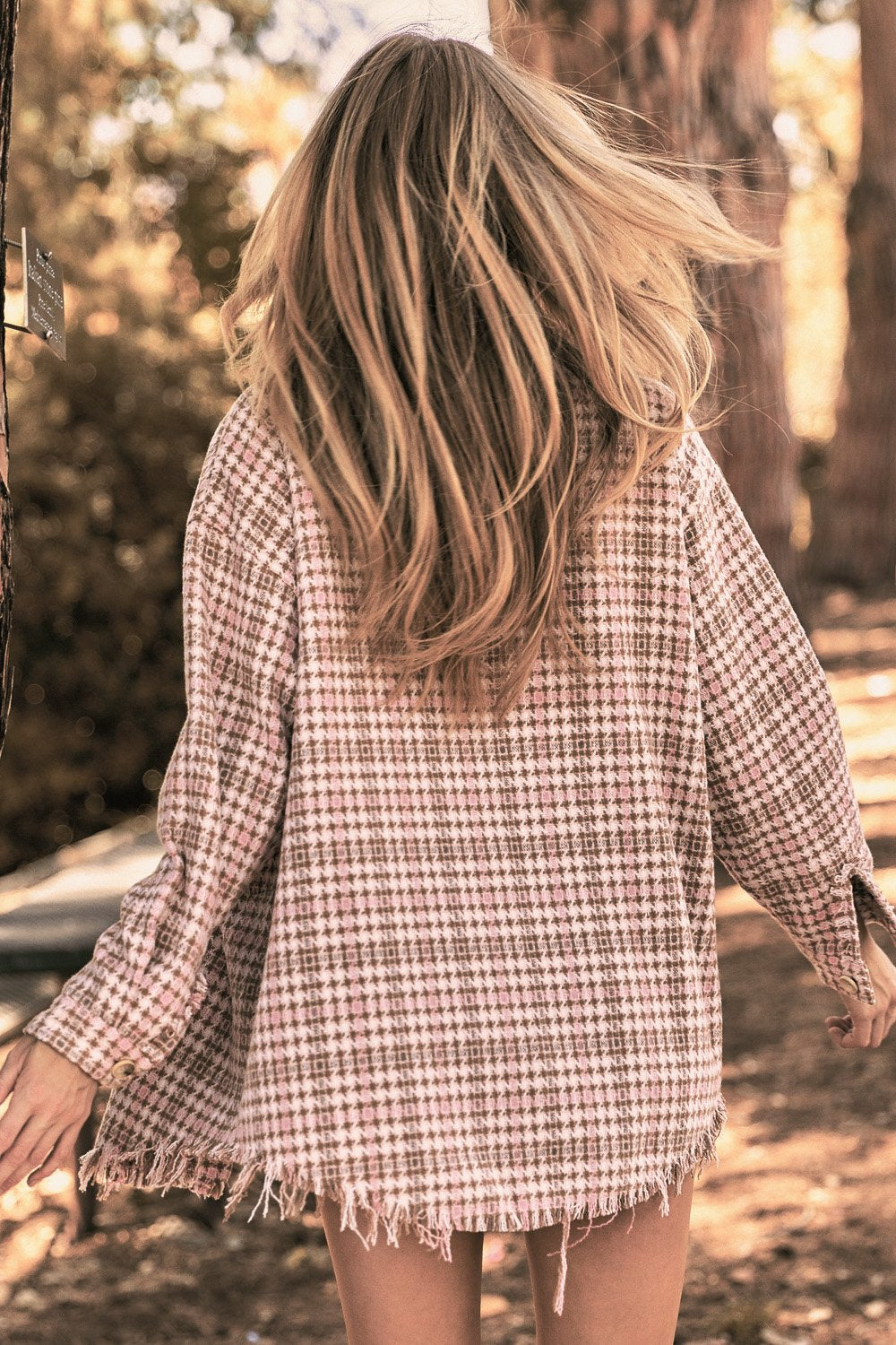 Plaid long sleeve jacket (shacket) with front pocket Ivy and Pearl Boutique