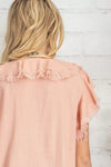 Ruffle sleeve linen woven top  Ivy and Pearl Boutique