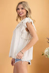 Ruffle sleeve linen woven top  Ivy and Pearl Boutique
