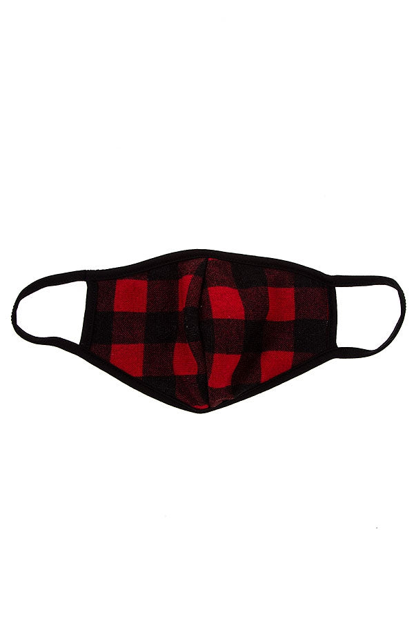 Red and Black Checked Buffalo Plaid Face Mask Ivy and Pearl Boutique