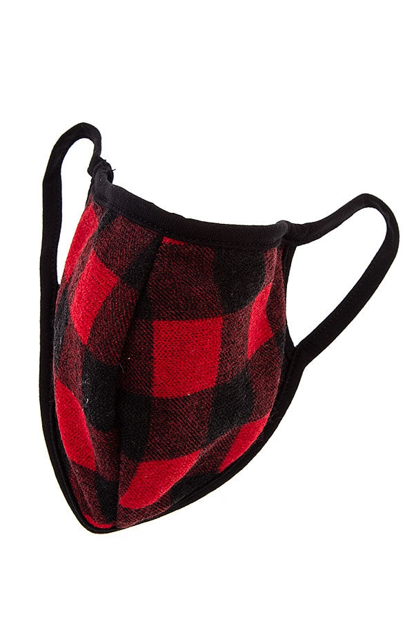 Red and Black Checked Buffalo Plaid Face Mask Ivy and Pearl Boutique