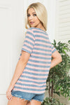 Red, White and Blue, Stars and Stripes Short Sleeve Top with Asymmetrical Neck  Ivy and Pearl Boutique