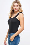 Rib flutter strap square neck bodysuit  Ivy and Pearl Boutique
