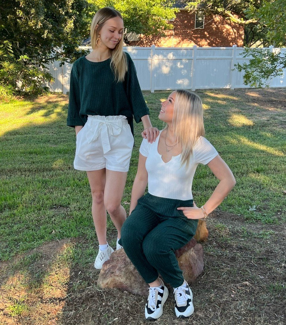 Ribbed knit jogger with elastic waistband and pockets Ivy and Pearl Boutique