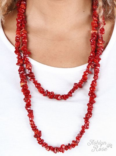 Rock steady coral natural stone double wrap necklace Ivy and Pearl Boutique