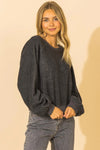 Round neck raglan balloon sleeve sweatshirt  Ivy and Pearl Boutique Charcoal S