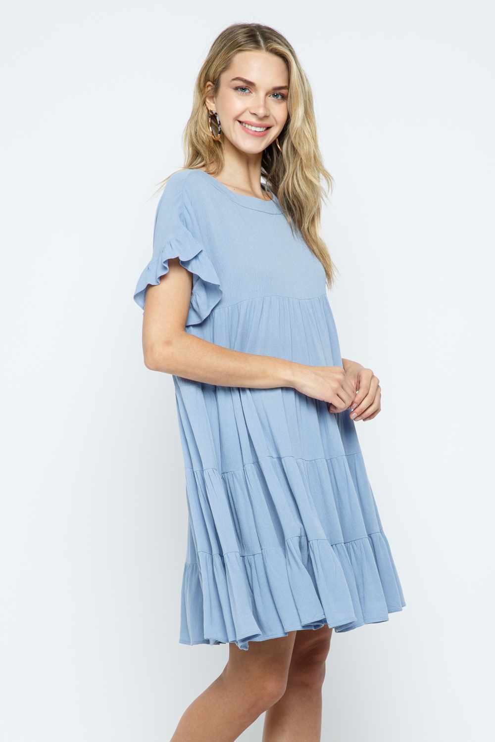 Ruffle Sleeve Aline Tiered Dress Ivy and Pearl Boutique