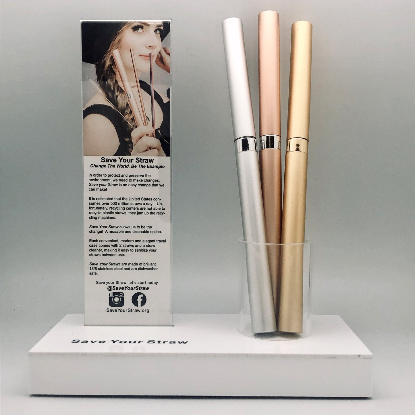Save Your Straw reusable stainless steel straw Ivy and Pearl Boutique