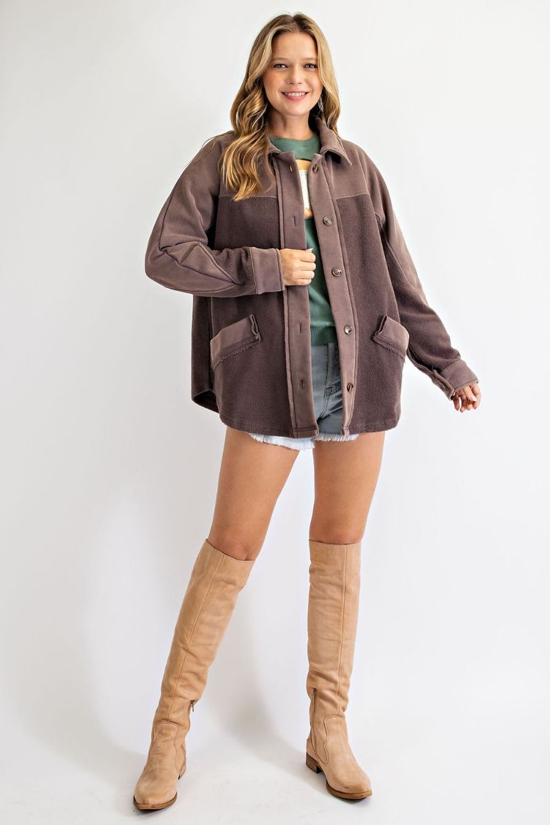Search For Joy Brushed Button Down Jacket Ivy and Pearl Boutique