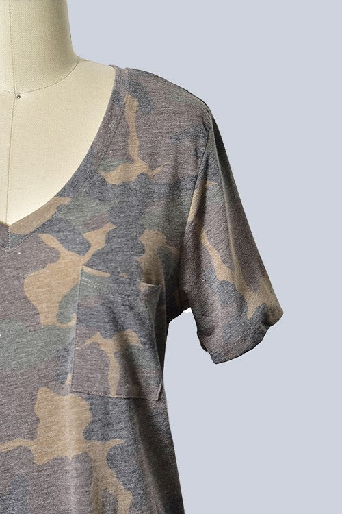 Camo T-Shirt with pocket Ivy and Pearl Boutique