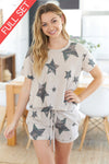 Short Sleeve Knit Star Print Loungewear Set  Ivy and Pearl Boutique