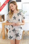 Short Sleeve Knit Star Print Loungewear Set  Ivy and Pearl Boutique
