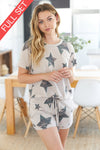 Short Sleeve Knit Star Print Loungewear Set  Ivy and Pearl Boutique