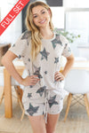 Short Sleeve Knit Star Print Loungewear Set  Ivy and Pearl Boutique S