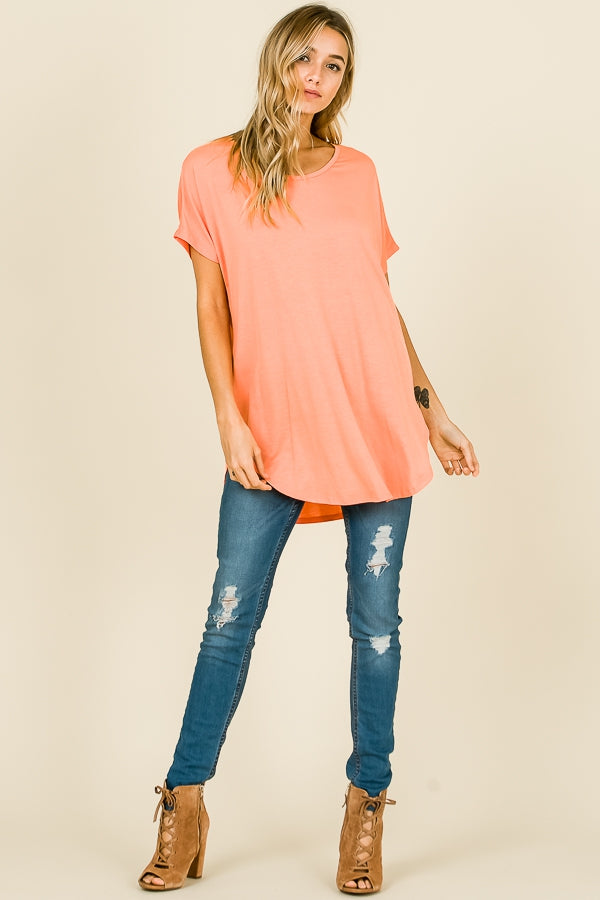 Short sleeve V-neck casual tunic with round hemline Ivy and Pearl Boutique Black S