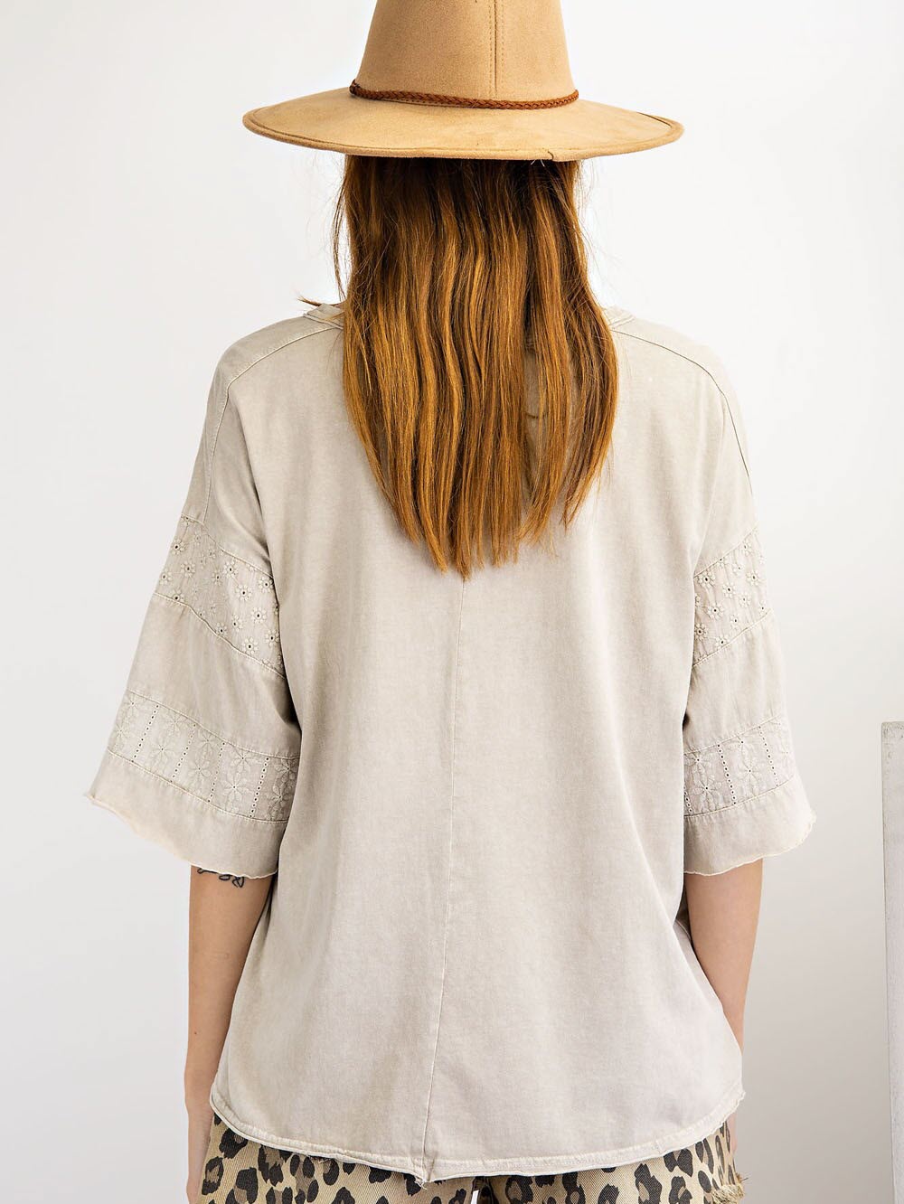 Short Sleeves mineral washed loose fit top Ivy and Pearl Boutique