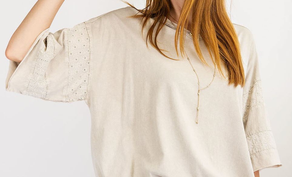 Short Sleeves mineral washed loose fit top Ivy and Pearl Boutique