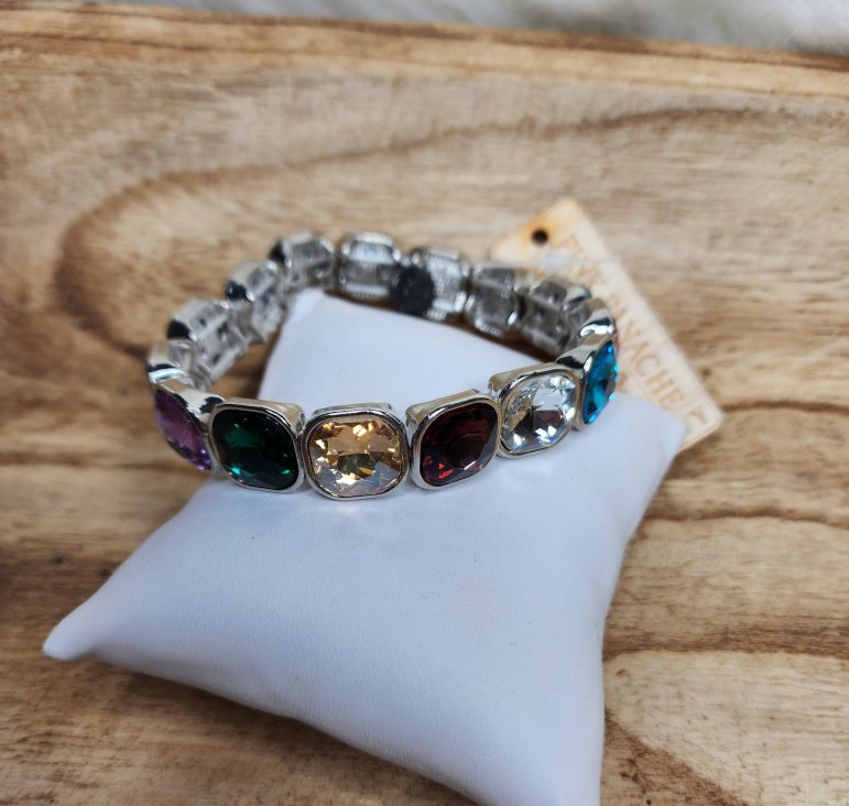 Silver rhinestone curvy stretch bracelet Ivy and Pearl Boutique