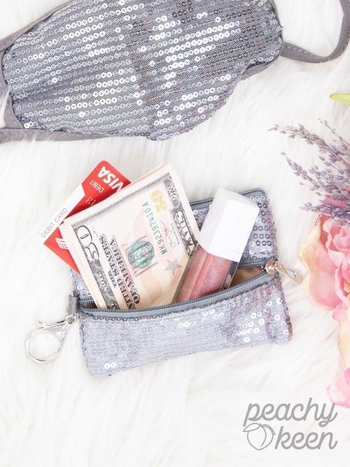 Silver Sequin Face Mask with Matching Mini Versi Bag Ivy and Pearl Boutique