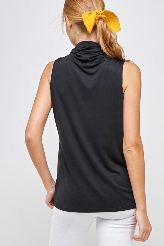 Sleeveless Black Top - High Neck with Built-in Face Mask with Ear Loop Ivy and Pearl Boutique