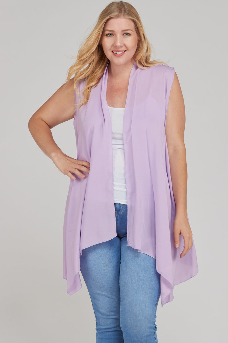 Sleeveless cardigan kimono Ivy and Pearl Boutique Lavender 1XL