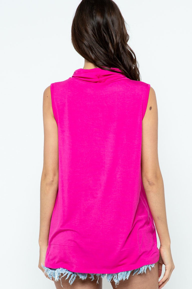 Sleeveless Jersey Knit Top with Cowl Neck and Built-in Face Mask Ivy and Pearl Boutique