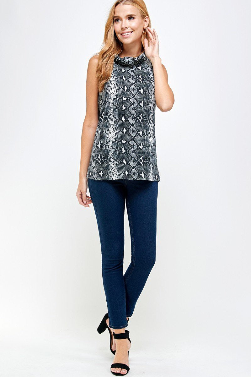 Sleeveless Snakeskin Top with Face Mask Ivy and Pearl Boutique