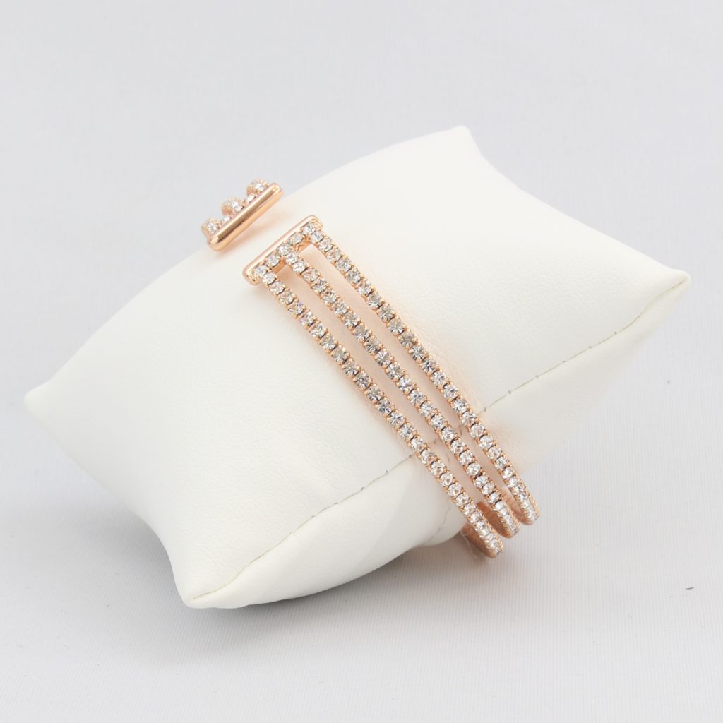 Triple box-snake chain bracelet with inlaid diamond-like cubic zirconia stones Ivy and Pearl Boutique