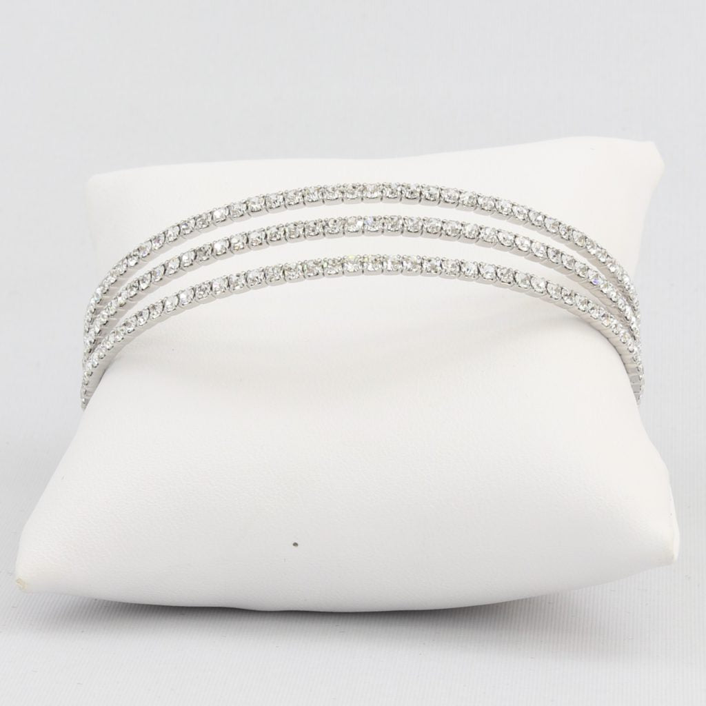 Triple box-snake chain bracelet with inlaid diamond-like cubic zirconia stones Ivy and Pearl Boutique