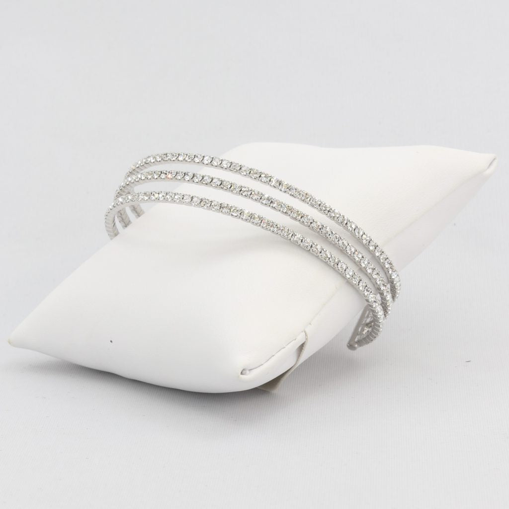 Triple box-snake chain bracelet with inlaid diamond-like cubic zirconia stones Ivy and Pearl Boutique
