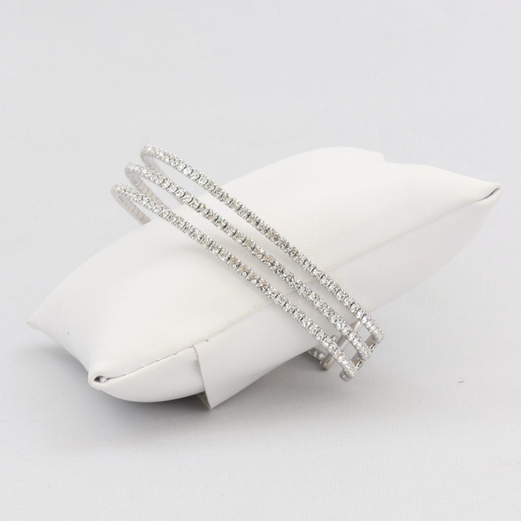 Triple box-snake chain bracelet with inlaid diamond-like cubic zirconia stones Ivy and Pearl Boutique